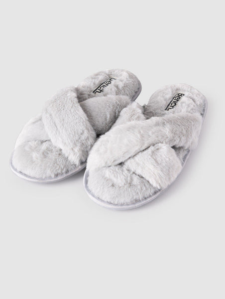 Furry crossover slippers sale