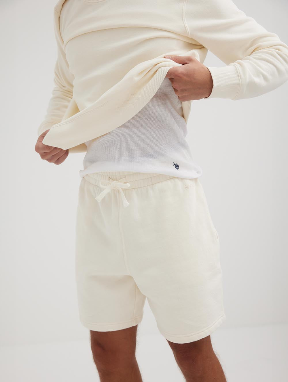 Mens white fleece store shorts