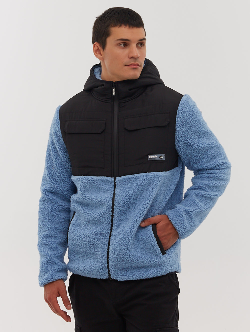 Blankor Quilted Yoke Zip-Up Sherpa