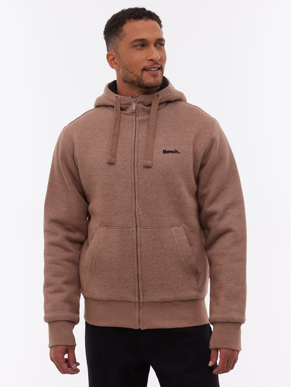 Uneek Men's Classic Full Zip Hooded Sweatshirt - 300 GSM Brown Hoodie - Heavyweight Cotton Pullover - View #7