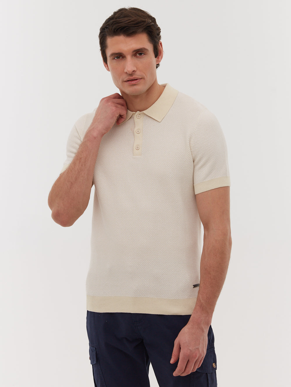 Totti Knit Polo Shirt - Beige - Bench