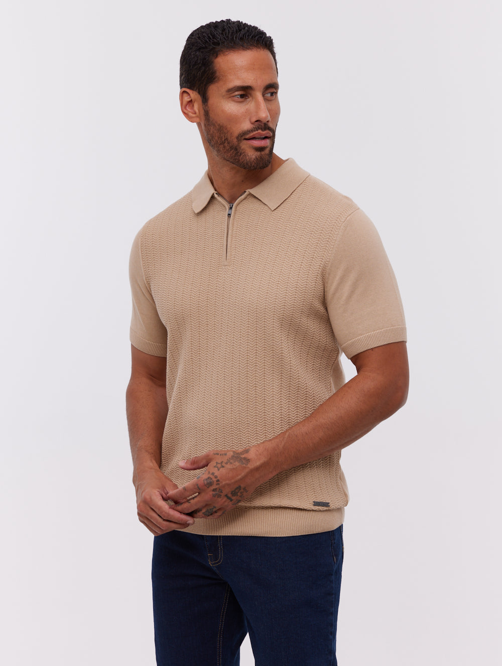 Brescia Knit Polo Shirt - Beige - Bench