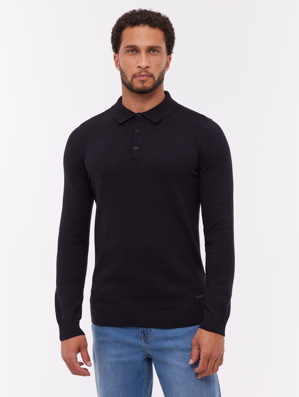 トップス KDG POLO LS SHIRT BLACK Pollos Long-Sleeve Polo Shirt - Black - Bench