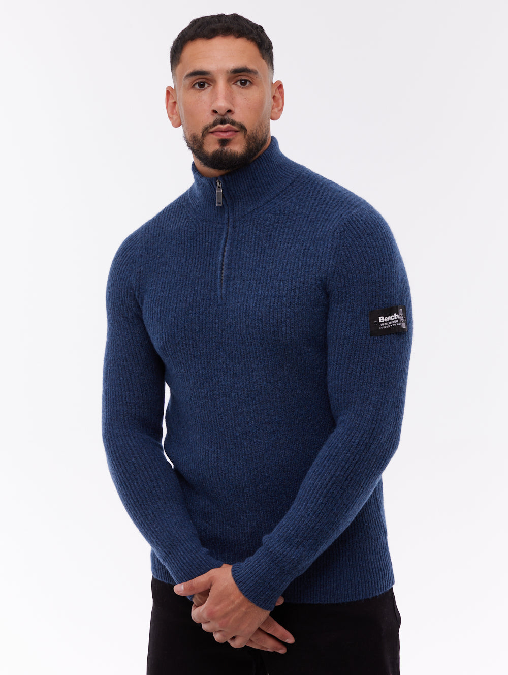 Yanta Quarter-Zip Funnel-Neck Sweater - Blue