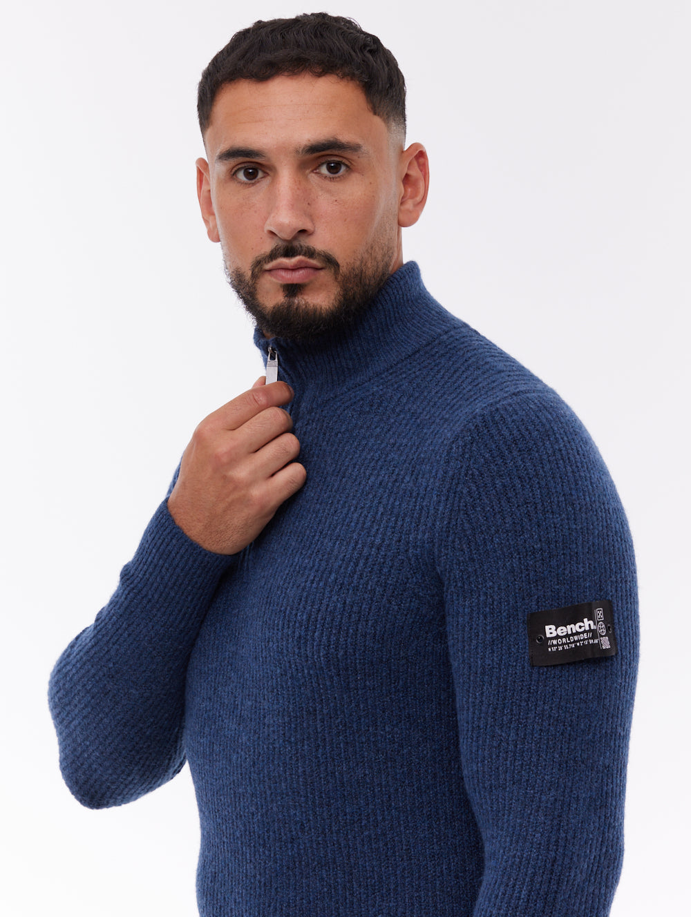 Yanta Quarter-Zip Funnel-Neck Sweater - Blue