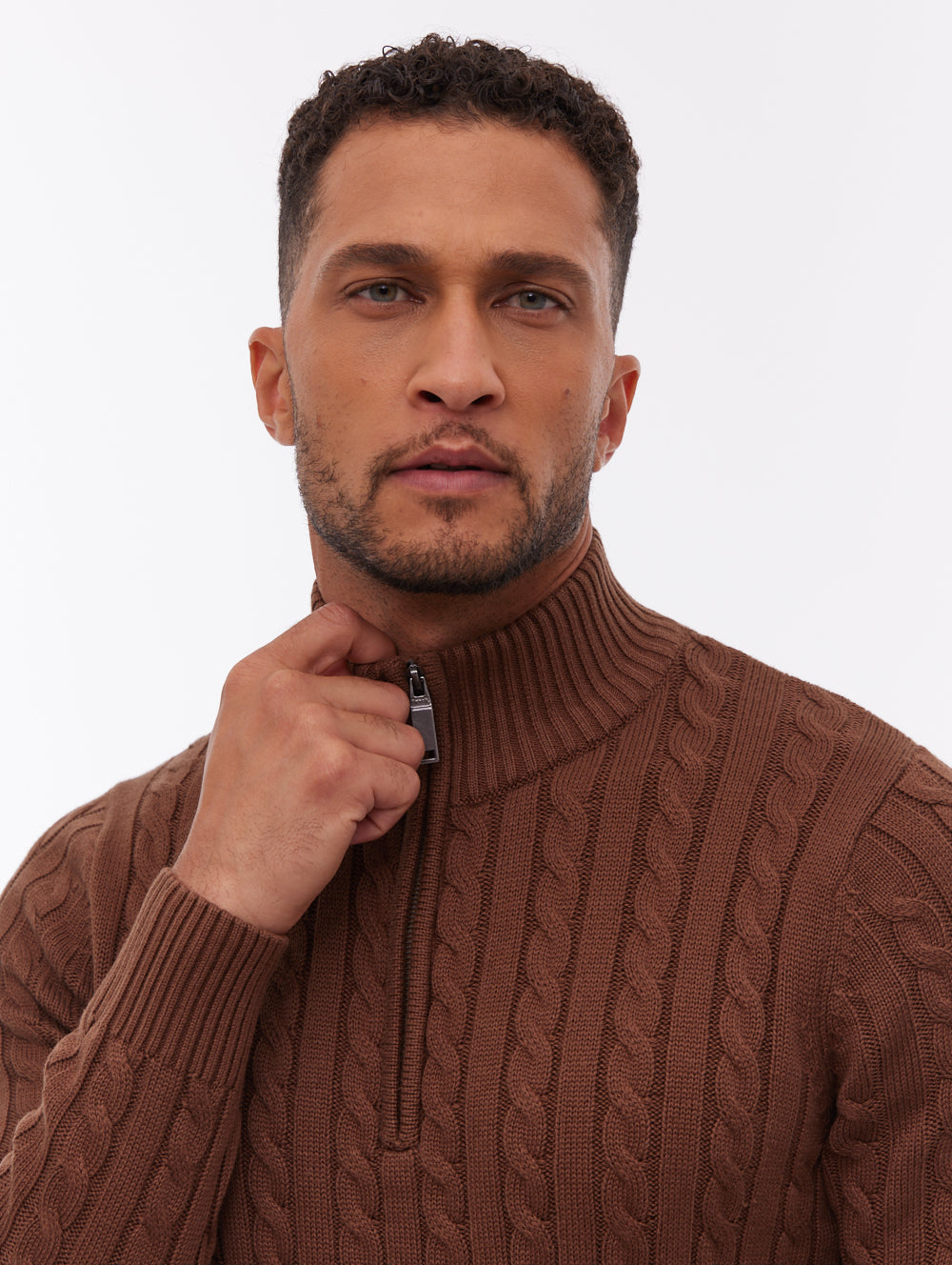 Rasola Quarter-Zip Sweater - Brown