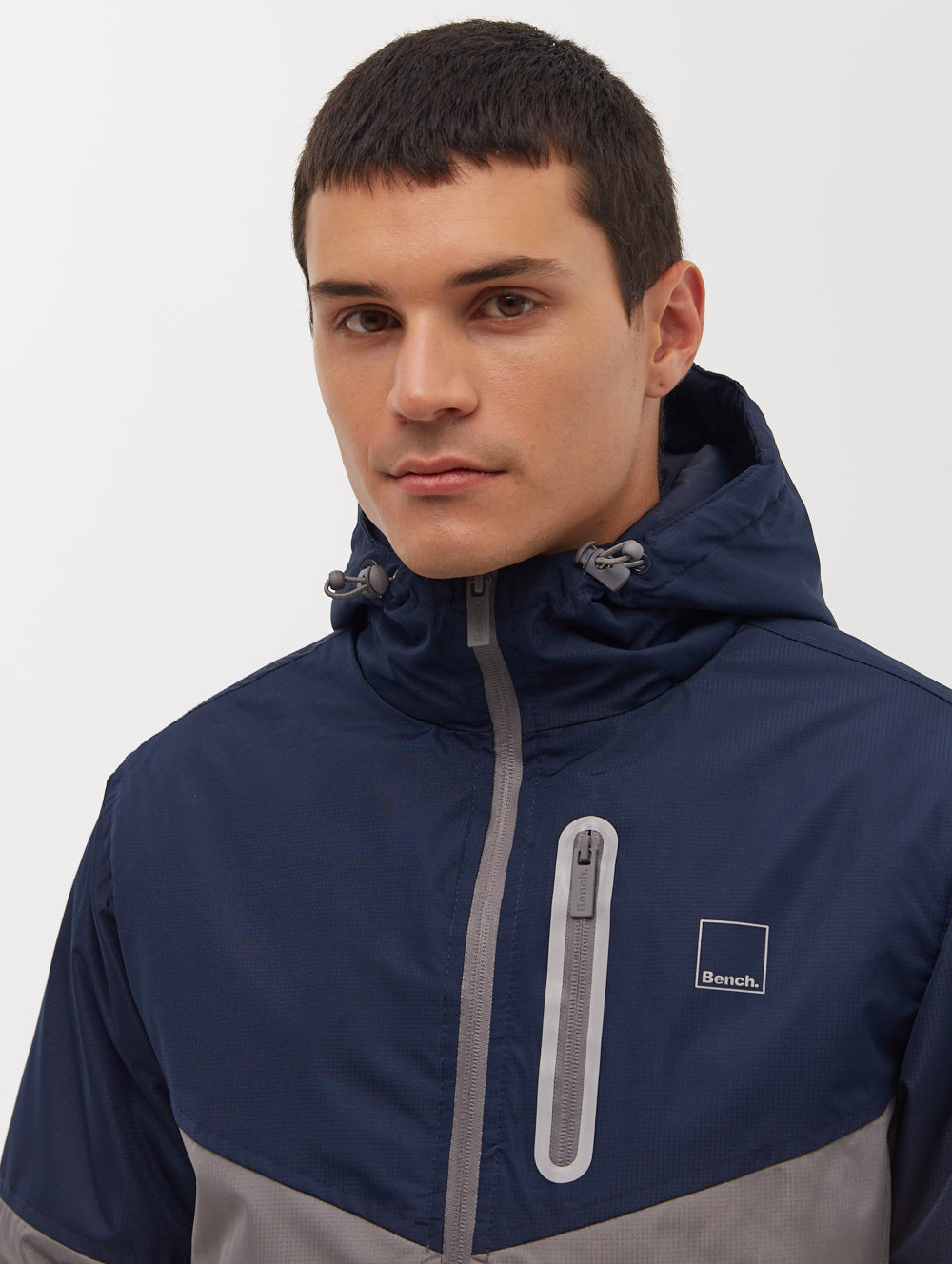 Benja Color Block Hooded Jacket S Navy Grey