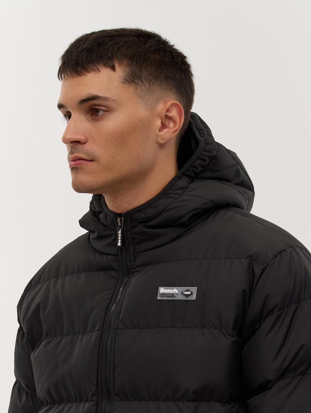 Longline black puffer coat best sale