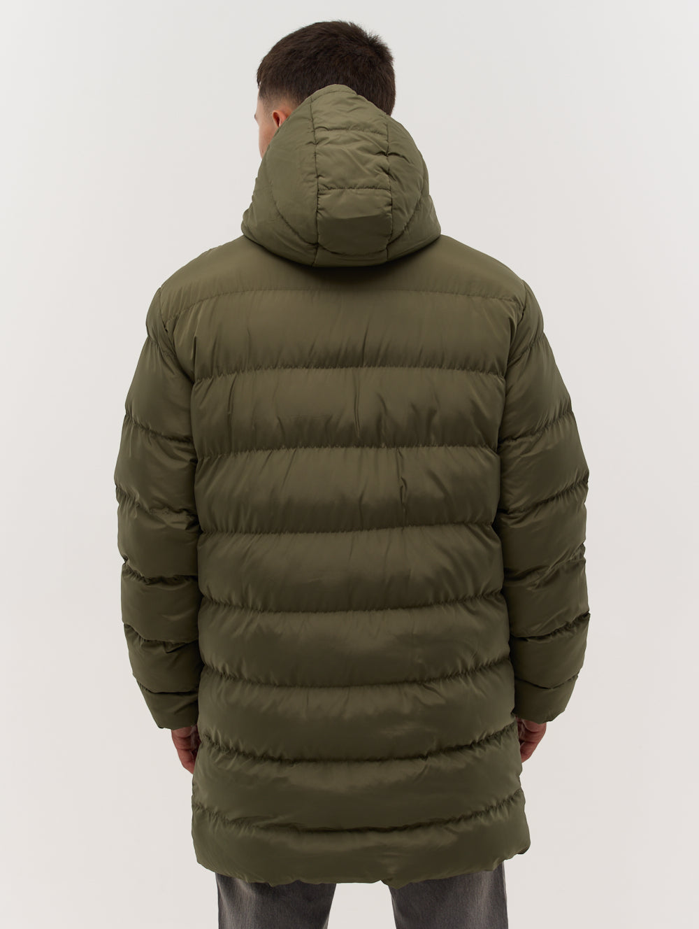 Green longline padded coat on sale