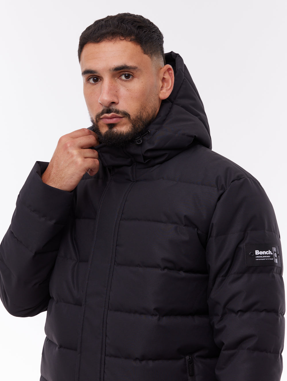 Evolo Hooded Puffer Jacket - Black
