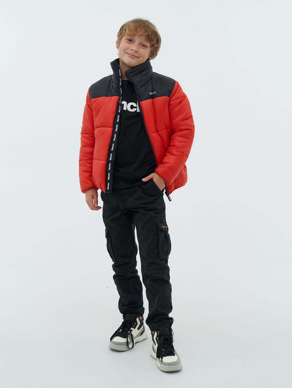 Boys red puffer on sale jacket