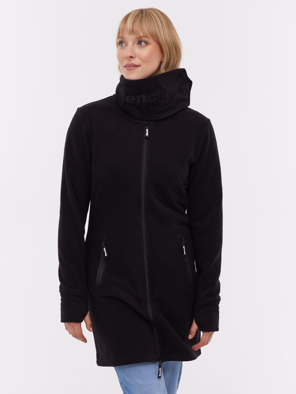 Bridgit Maxi Wrap Neck Zip-Up - Black - Bench