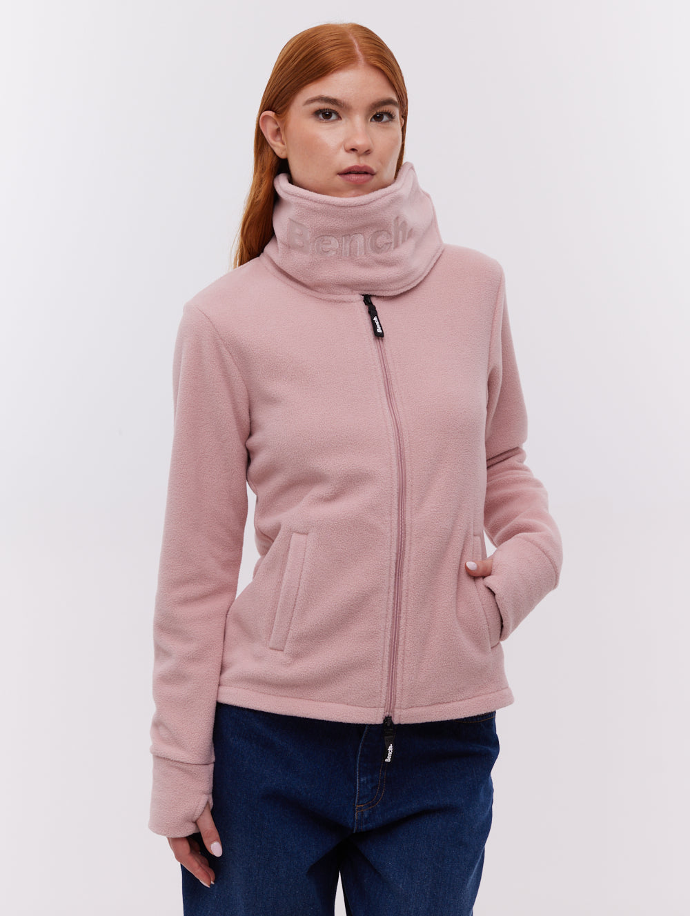 Heska Wrap-Neck Zip-Up - Pink - Bench Heska Wrap-Neck Zip-Up - Pink - Bench