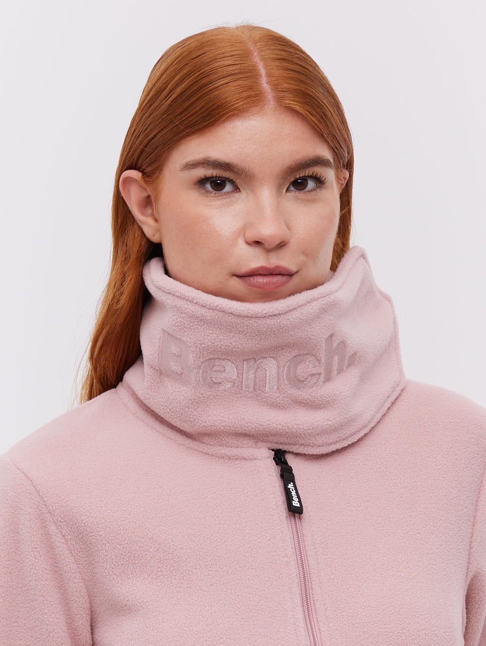 Heska Wrap-Neck Zip-Up - Pink - Bench