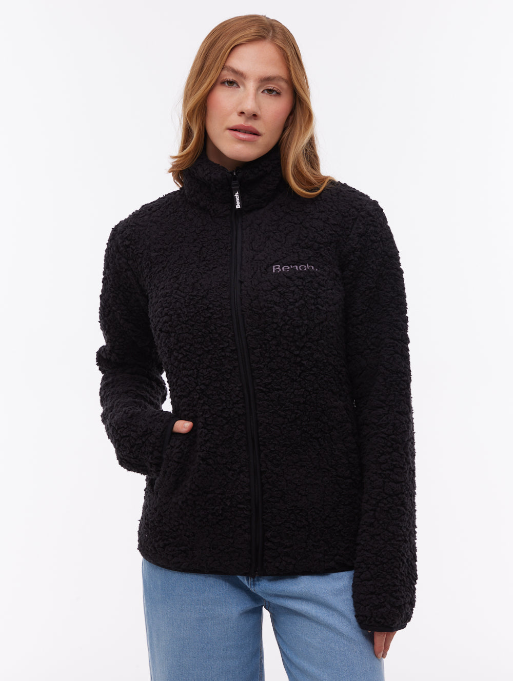 Klea chandail zippé en molleton à col montant - Noir