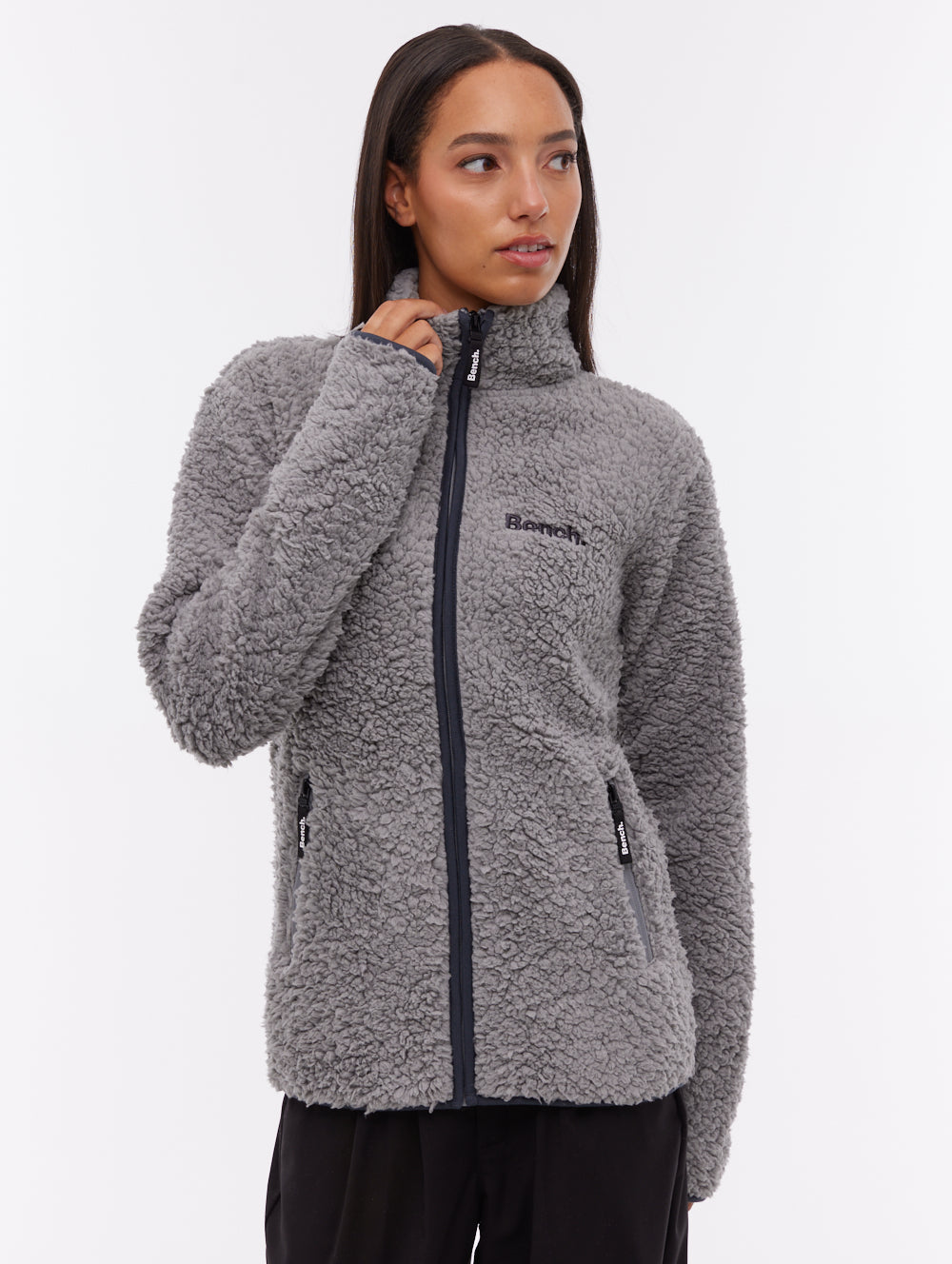 Edition Fleece Funnel Zip-Up - Grey - Bench