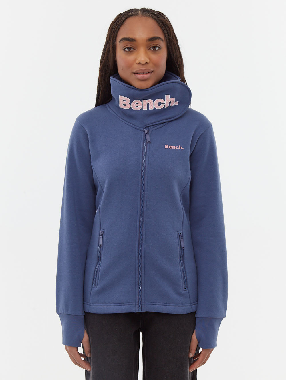 Haylo Wrap Neck Zip-Up - Blue - Bench