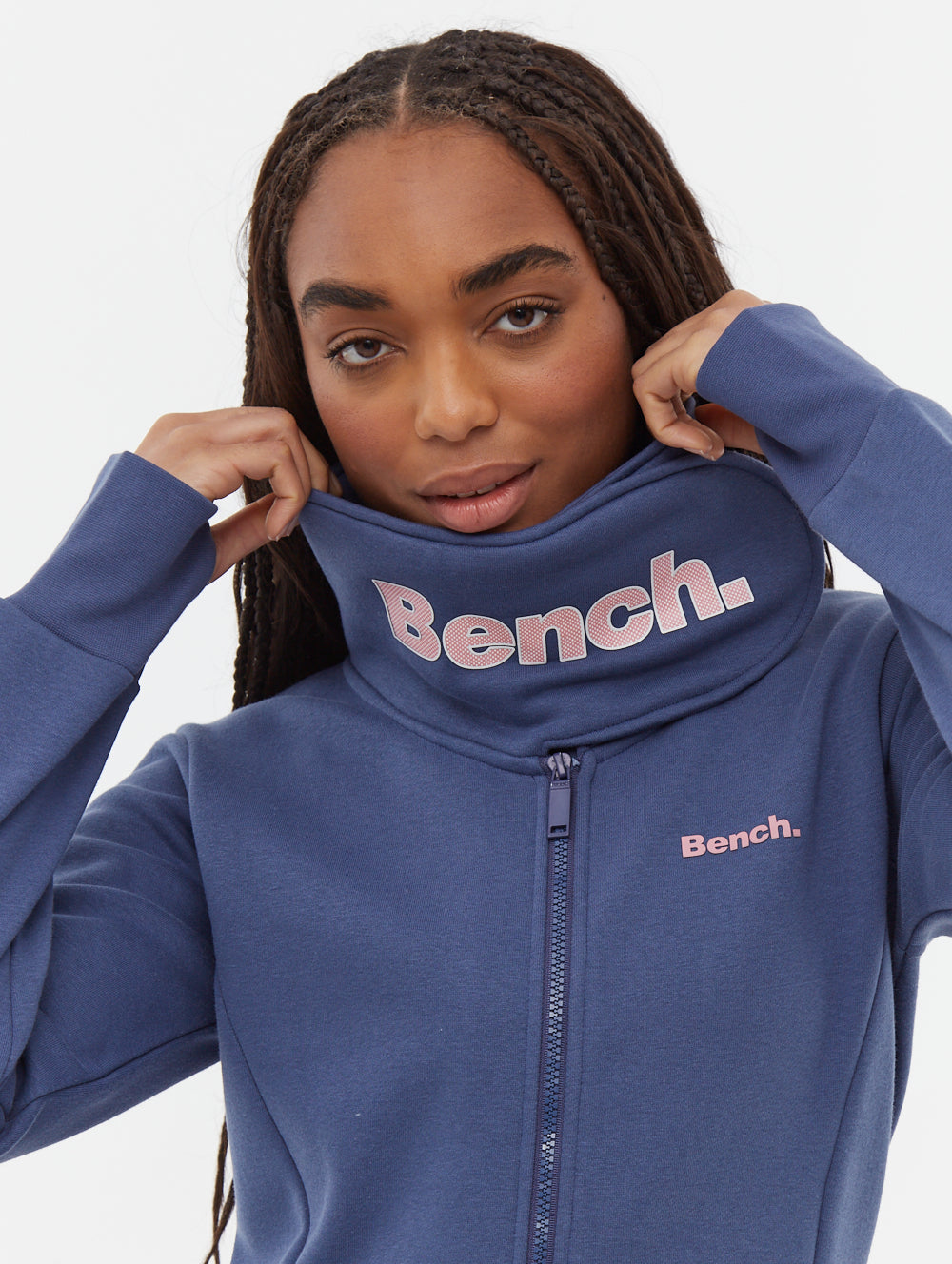 Haylo Wrap Neck Zip-Up - Blue - Bench