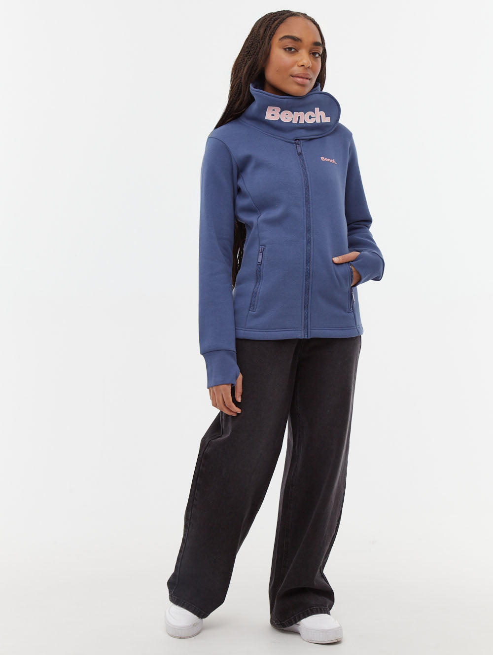 Haylo Wrap Neck Zip-Up - Blue - Bench