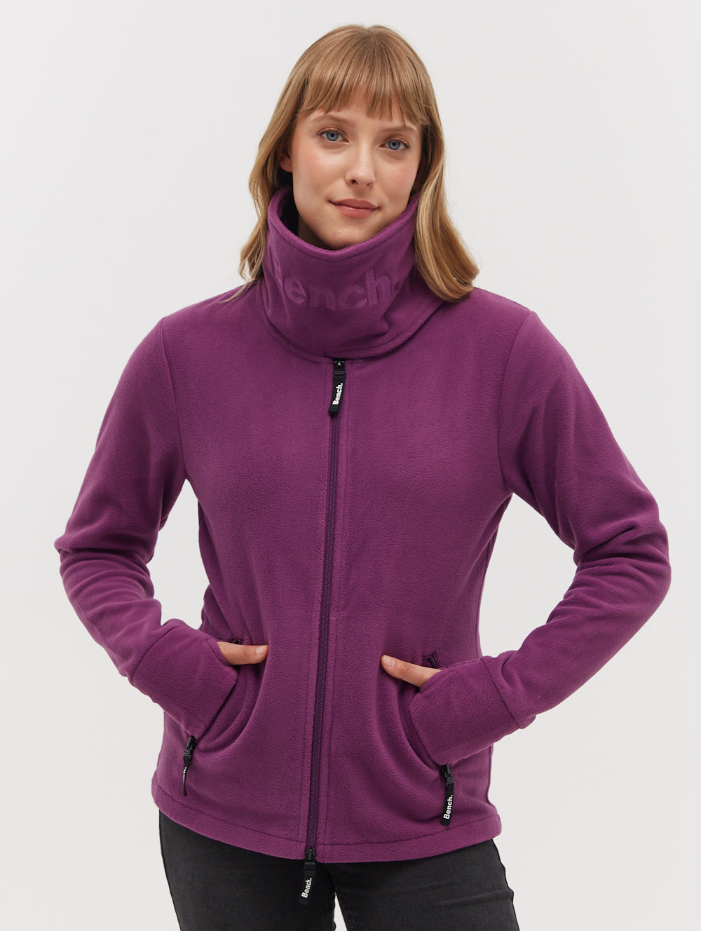 Funnel Microfleece Wrap Neck Zip Up M Dark Purple