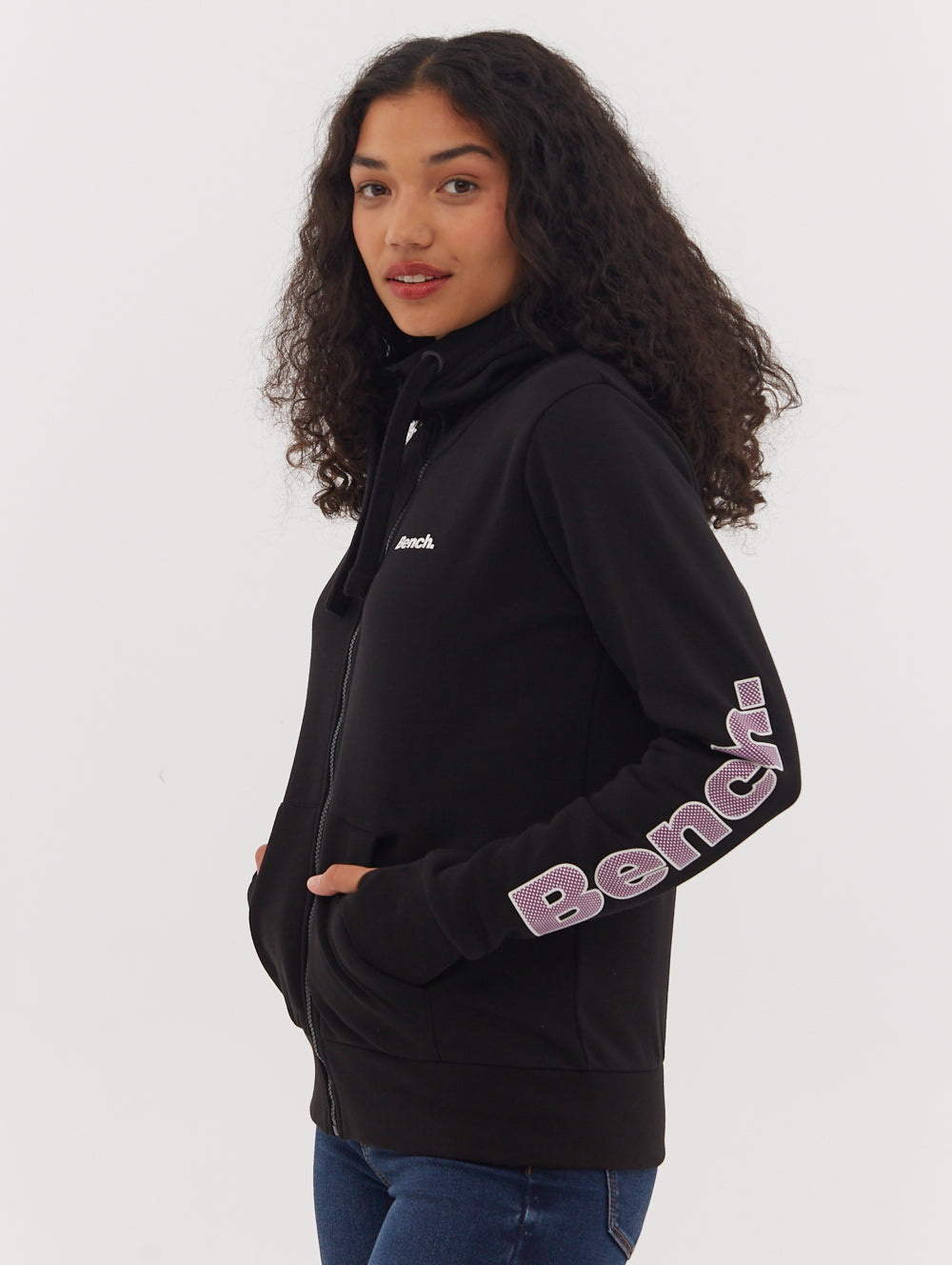 Darcine Zip-Up Hoodie with Sleeve Logo