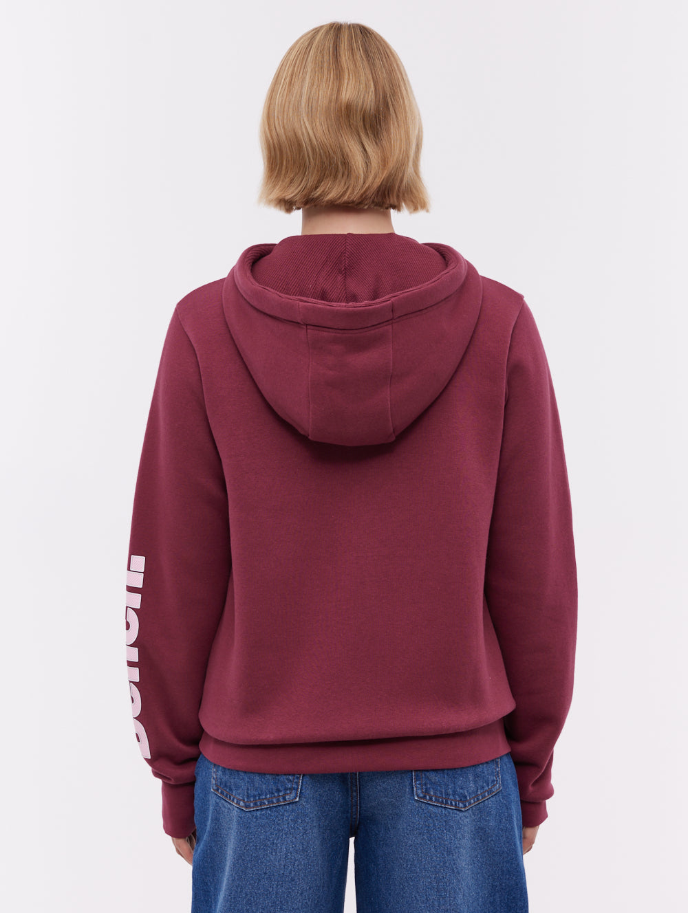 Darcine Zip-Up Hoodie with Sleeve Logo - Red - Bench