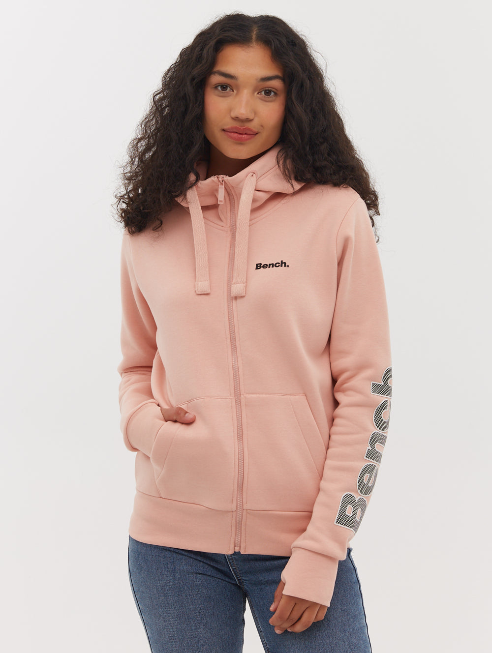 Darcine Zip-Up Hoodie with Sleeve Logo