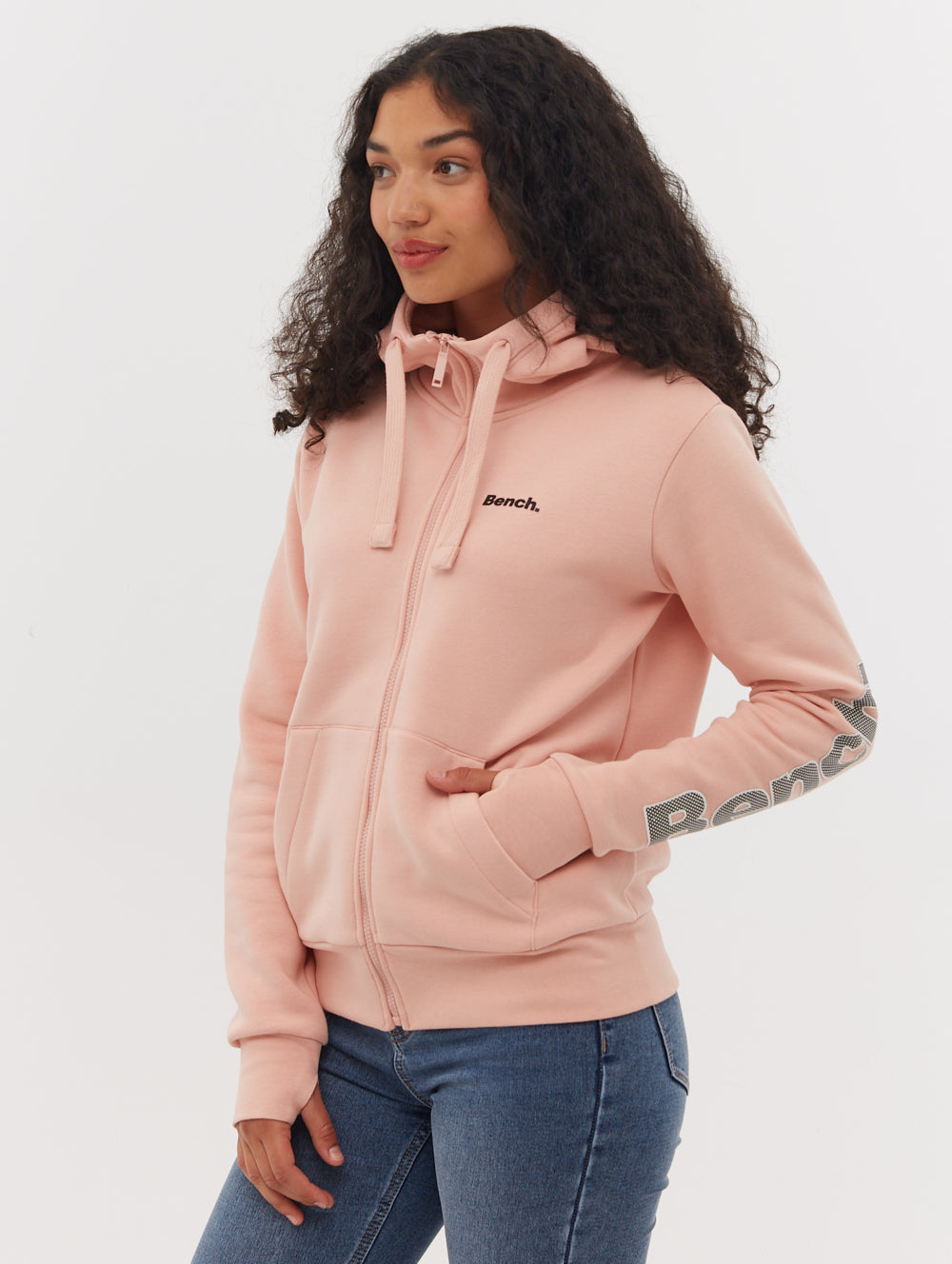 Darcine Zip-Up Hoodie with Sleeve Logo