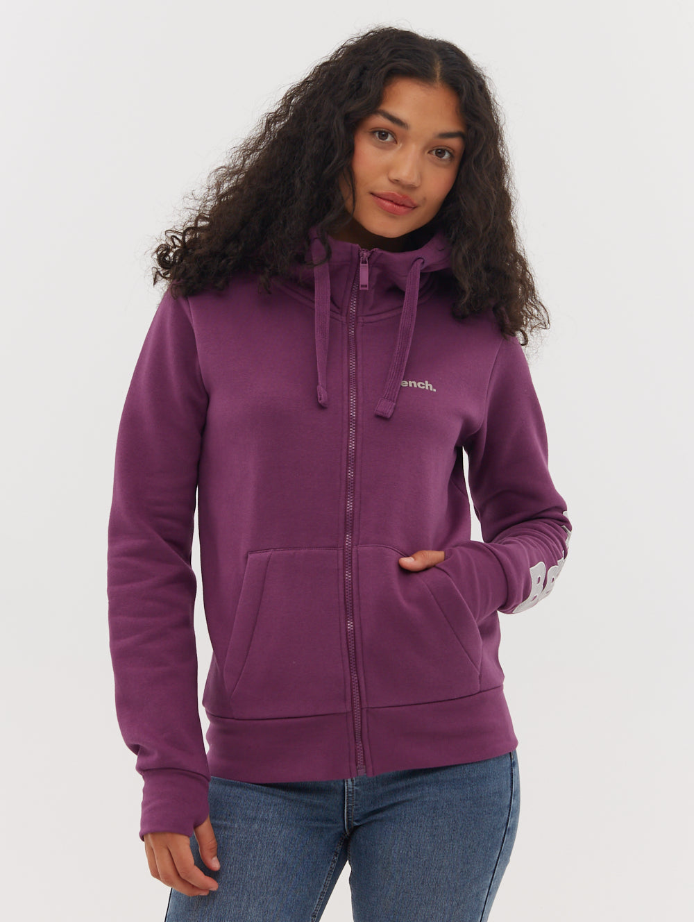 Darcine Zip Up Hoodie with Sleeve Logo L Dark Purple