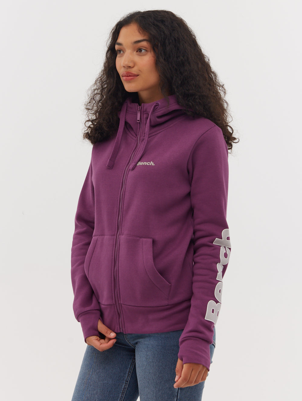 Darcine Zip-Up Hoodie with Sleeve Logo