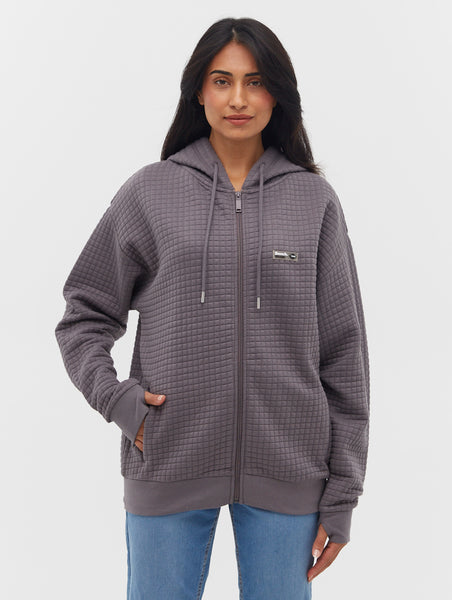 Tameka Quilted Oversize Zip -Up Hoodie - BN4E124983