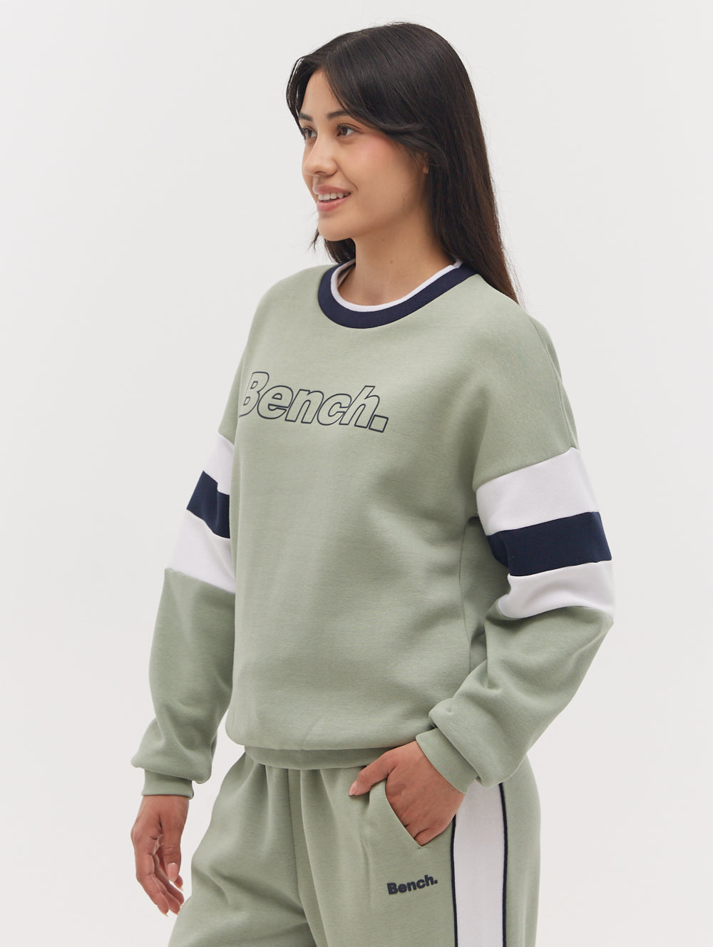 Hendra Stripe Sleeve Crew Neck Sweatshirt