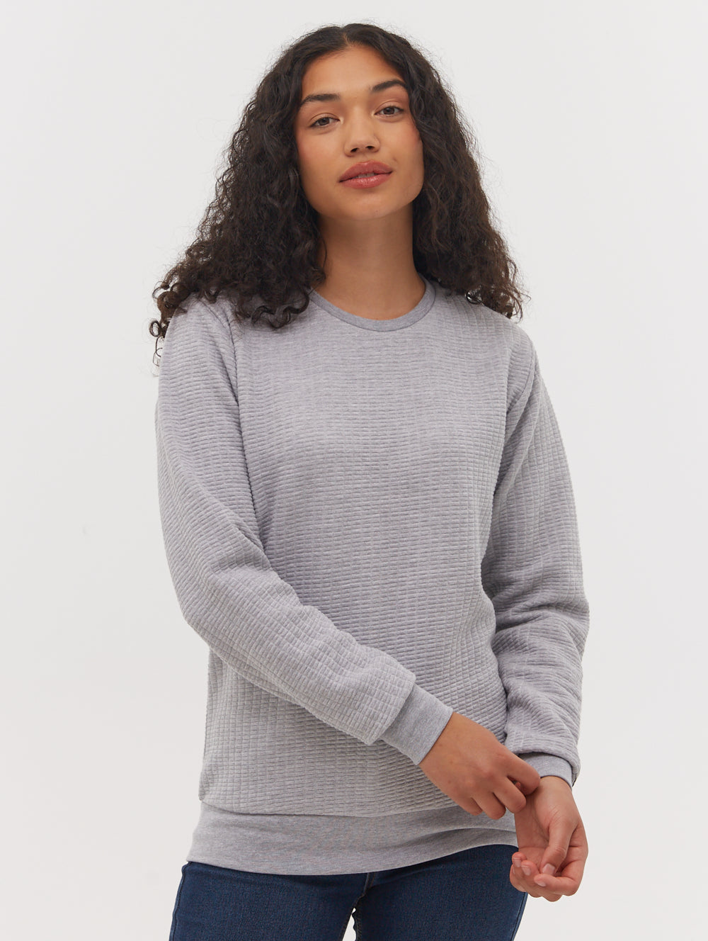 Grey crew neck womens on sale