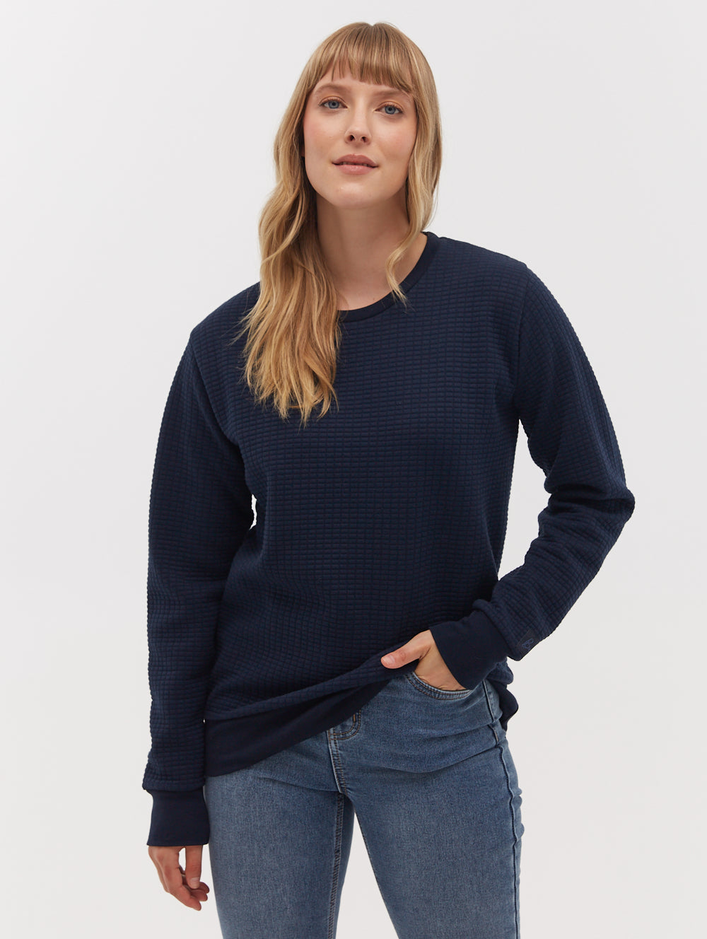 Afra Quilted Crew Neck Sweatshirt