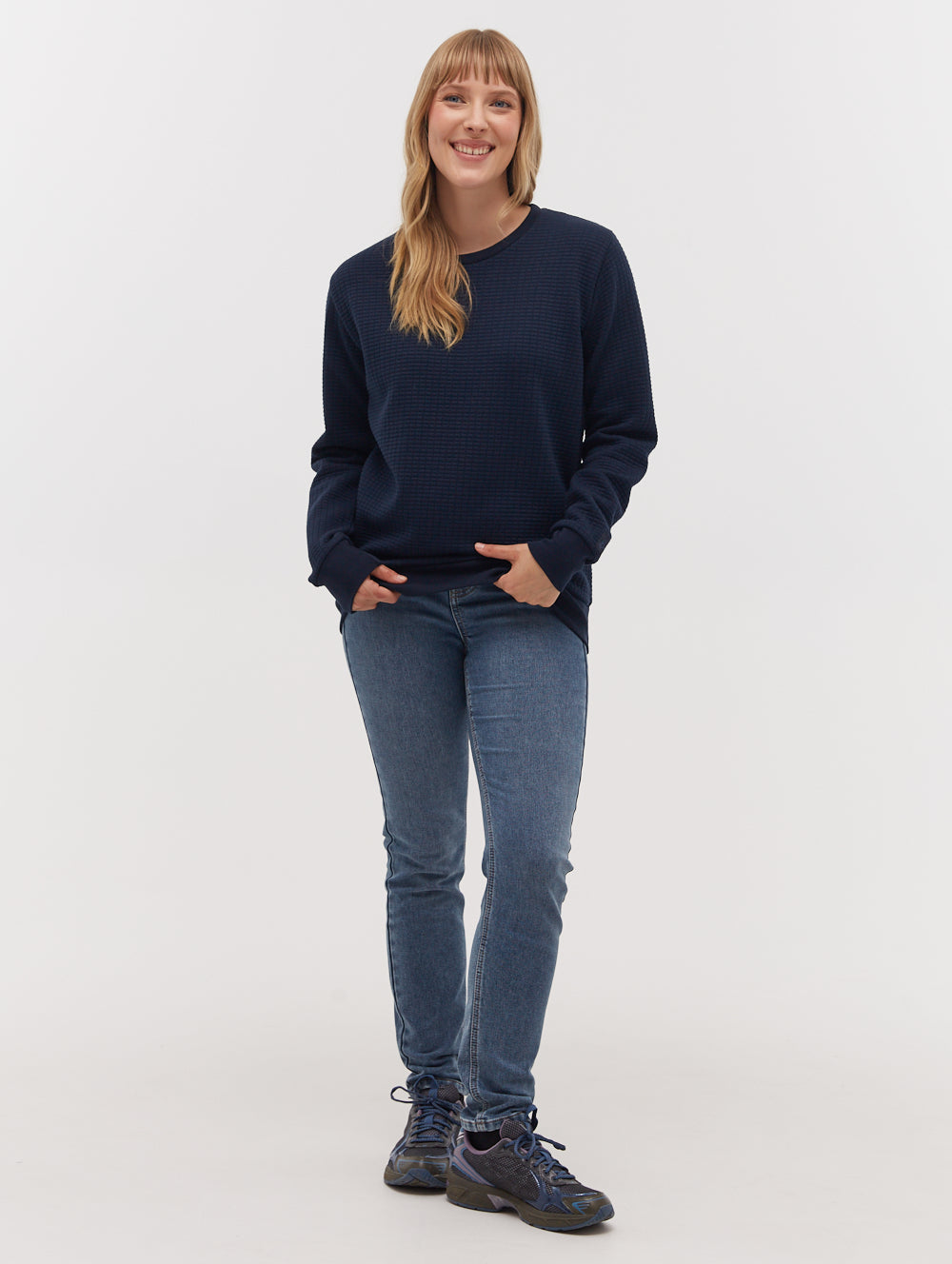 Afra Quilted Crew Neck Sweatshirt