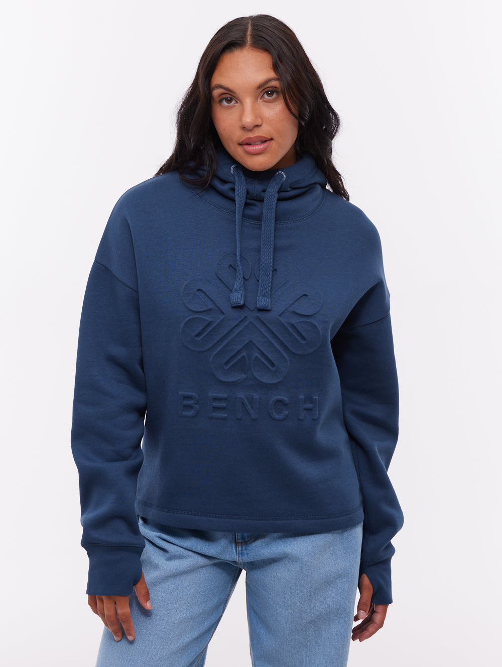 Elaina Deboss Hoodie - Blue - Bench