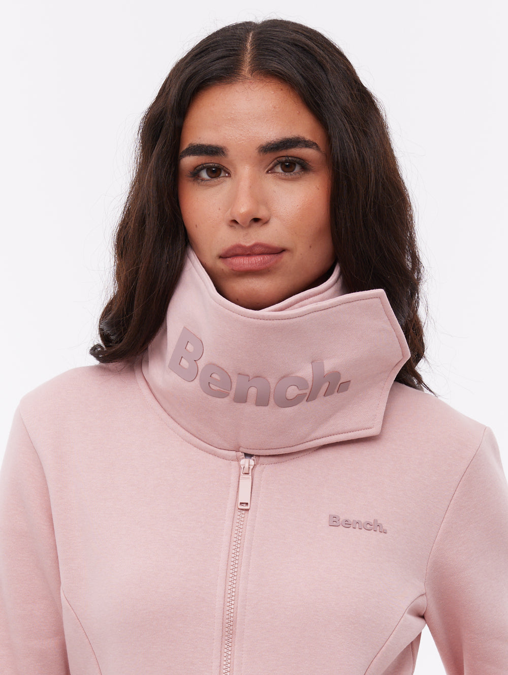 Annah Wrap Neck Zip-Up - Pink