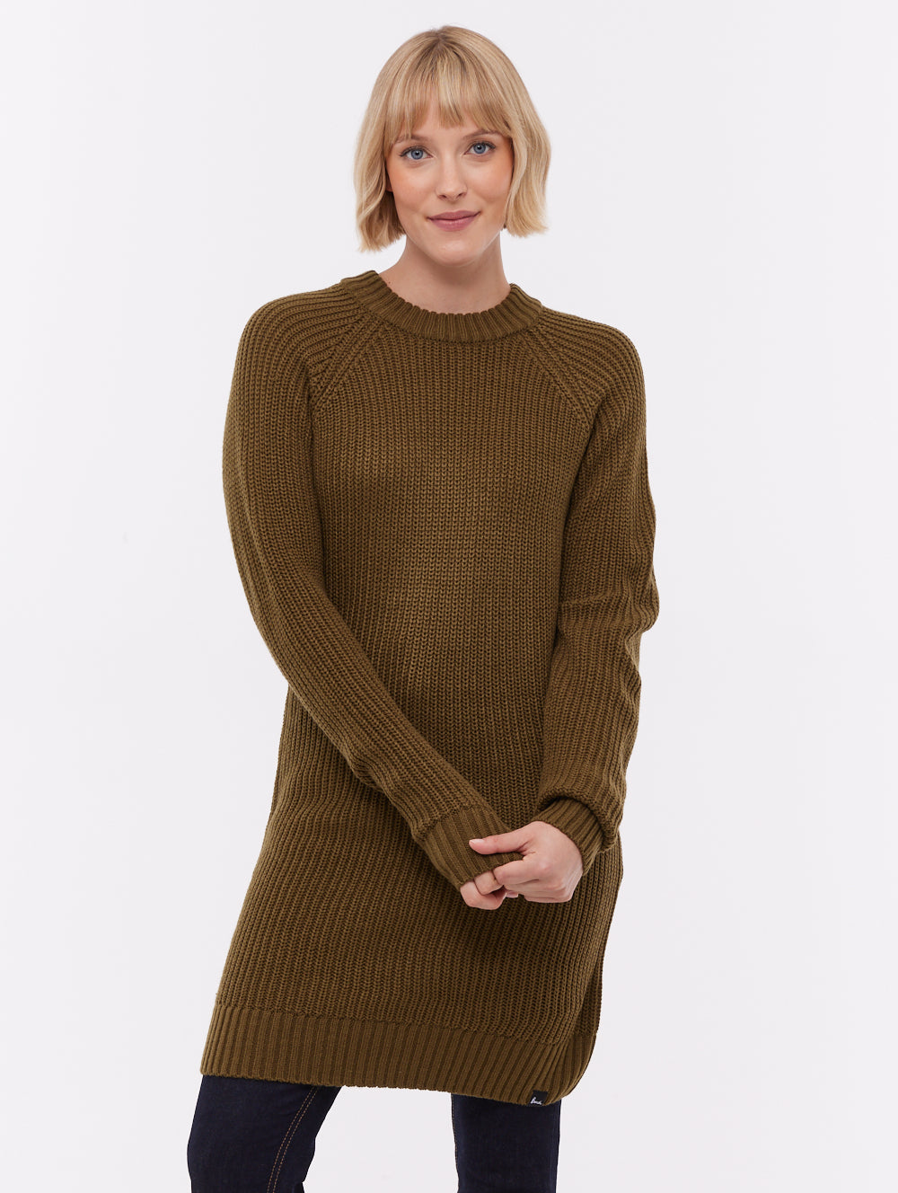 Karlie Rib Knit Sweater Dress Green Bench