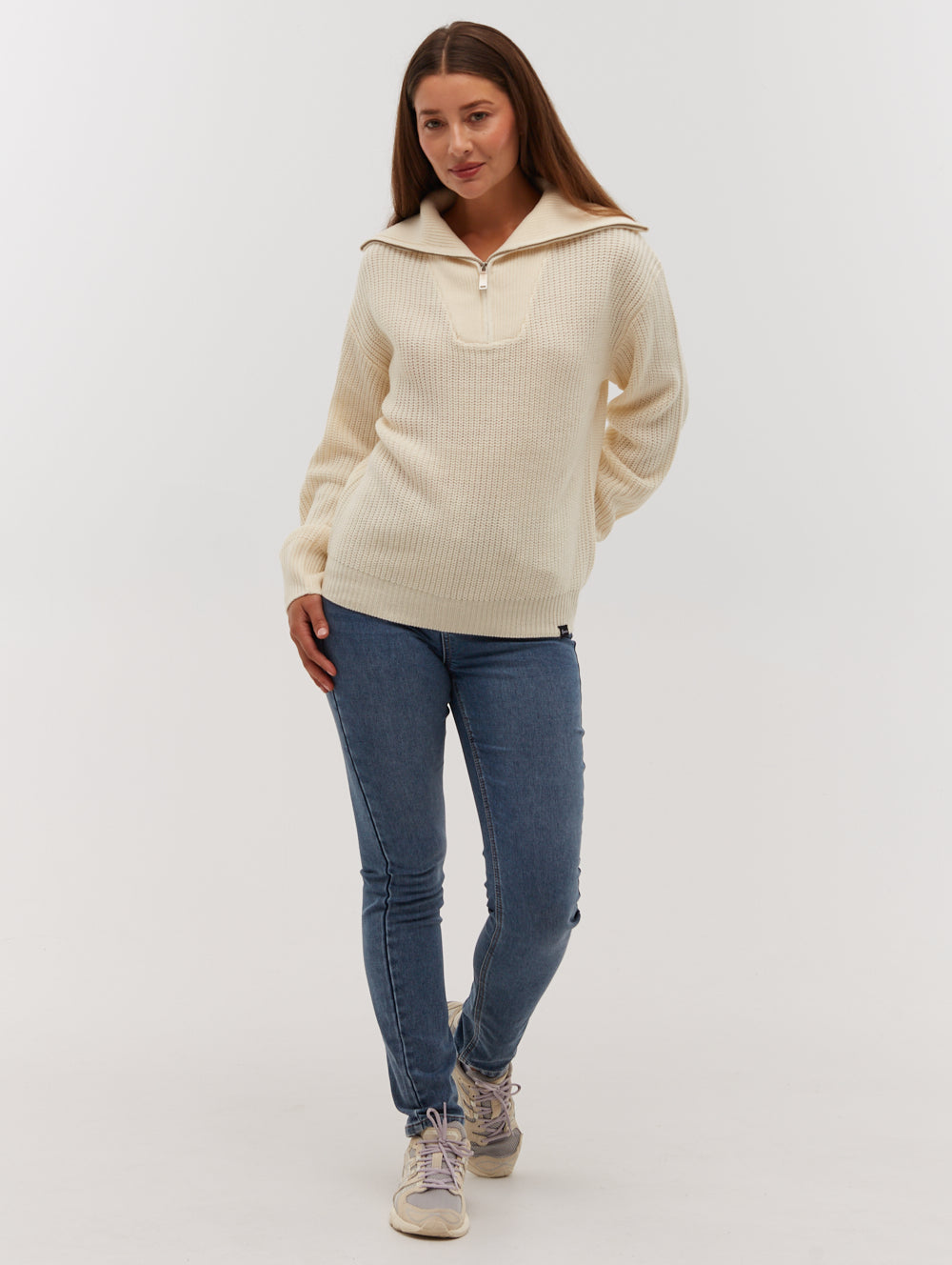 Thurynn Oversize Zippered Funnel Sweater