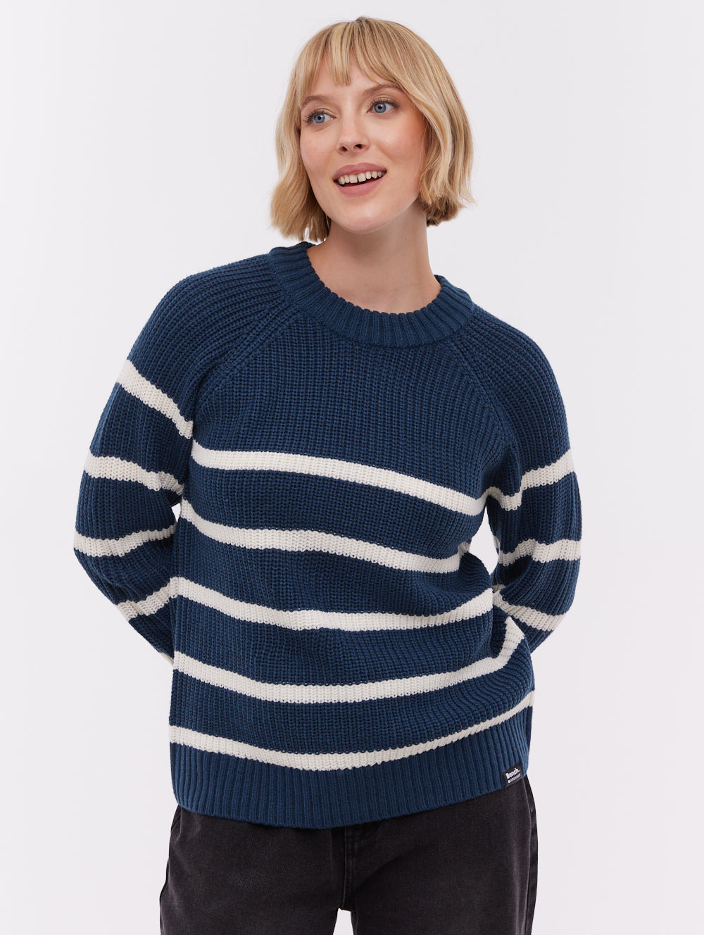 Lourine Blue NY018 Knit Crews Striped Shot 1