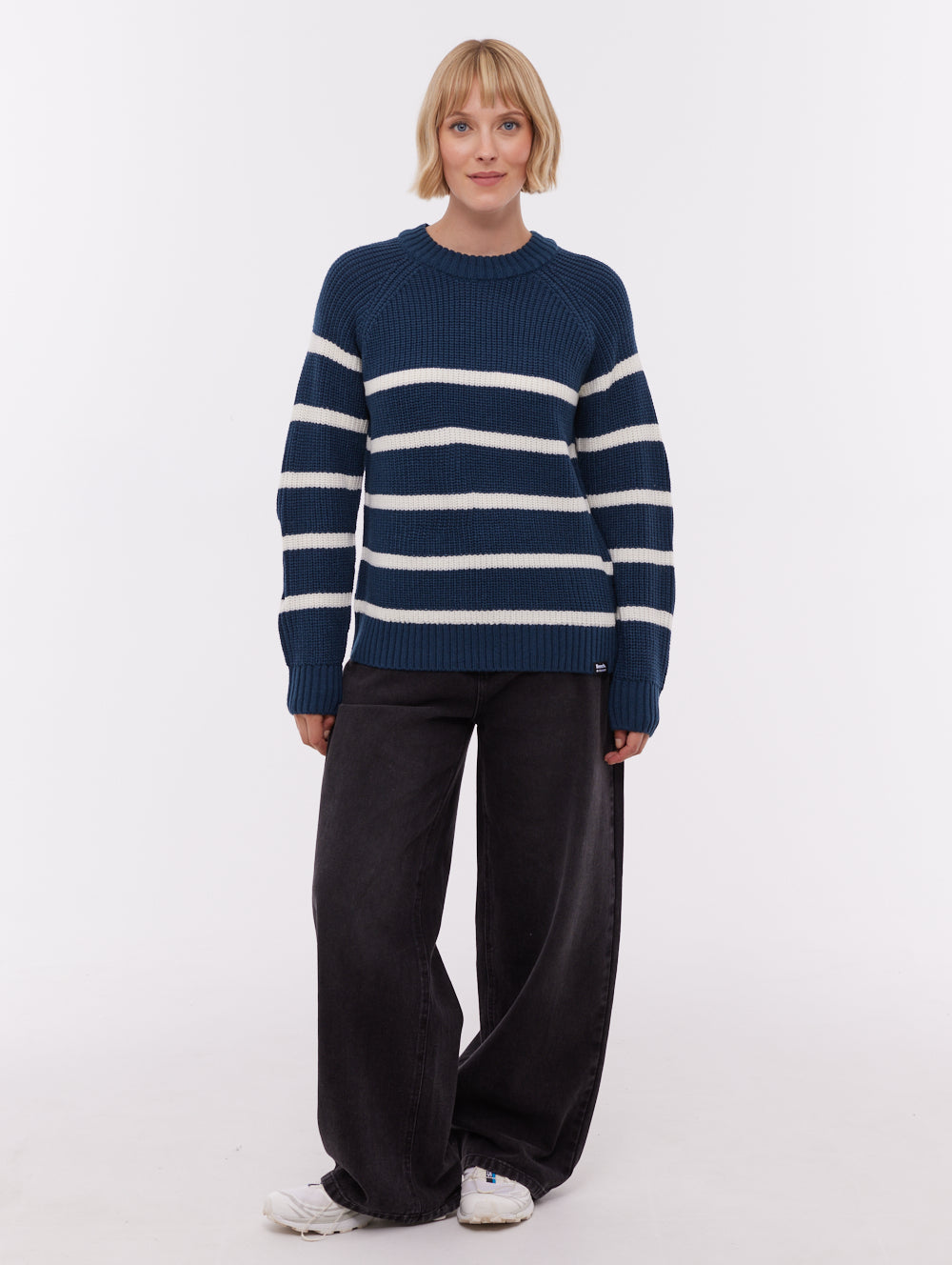 Lourine Blue NY018 Knit Crews Striped Shot 2