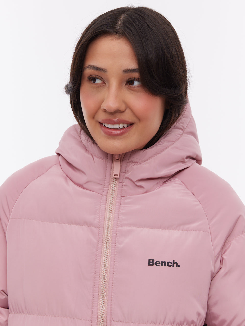 Ryelle manteau long matelassé à capuchon - Rose