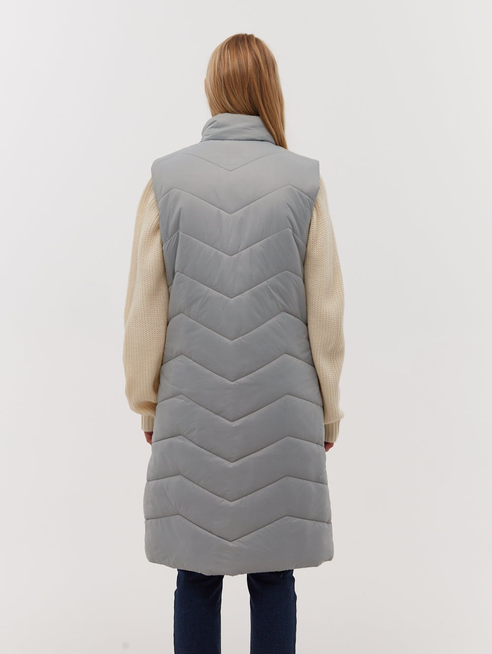 Torra Chevron Quilted Maxi Vest