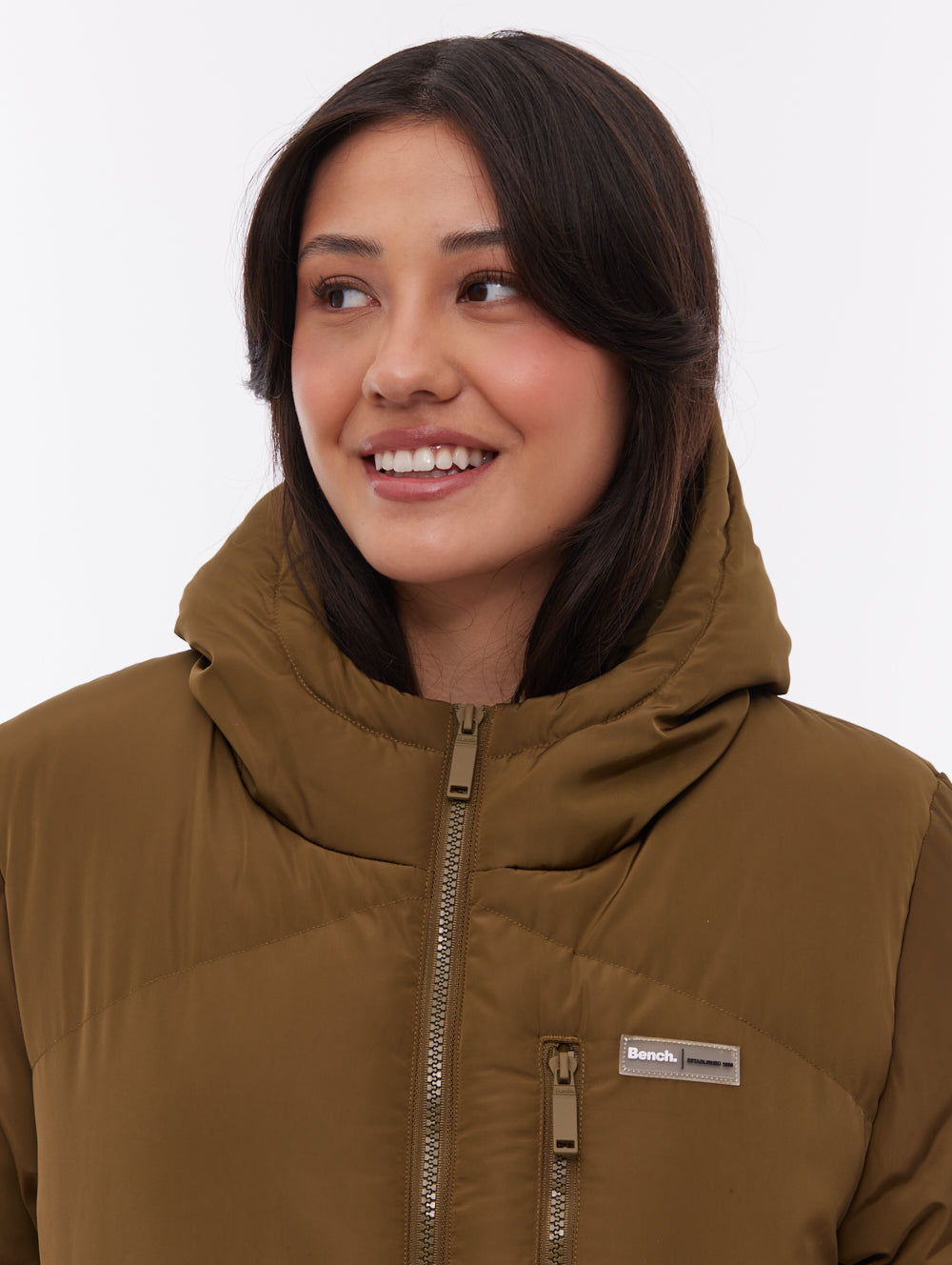 Eloraina Chevron Quilted Maxi Parka - Green - Bench