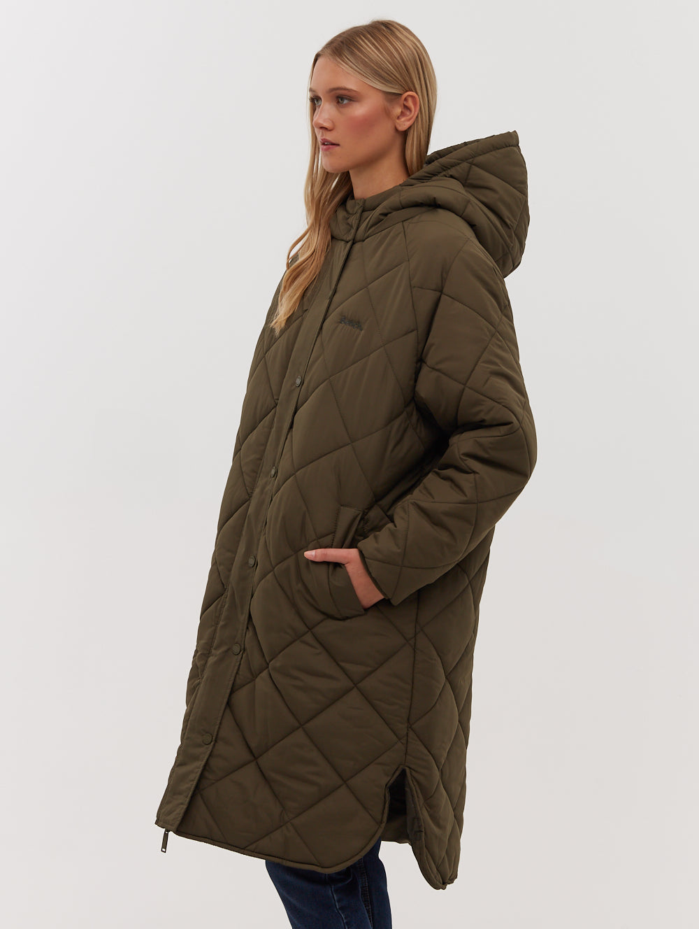 Genie Diamond Quilted Midi Parka