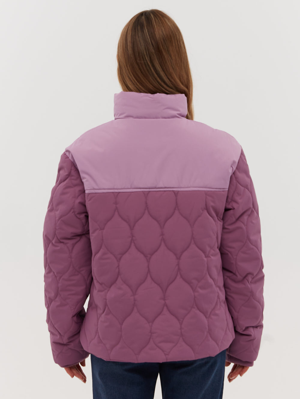 Purple quilted jacket ladies hotsell