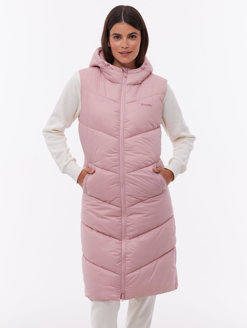 Illy Longline Chevron Puffer Vest - Pink - Bench Illy Longline Chevron Puffer Vest - Pink - Bench