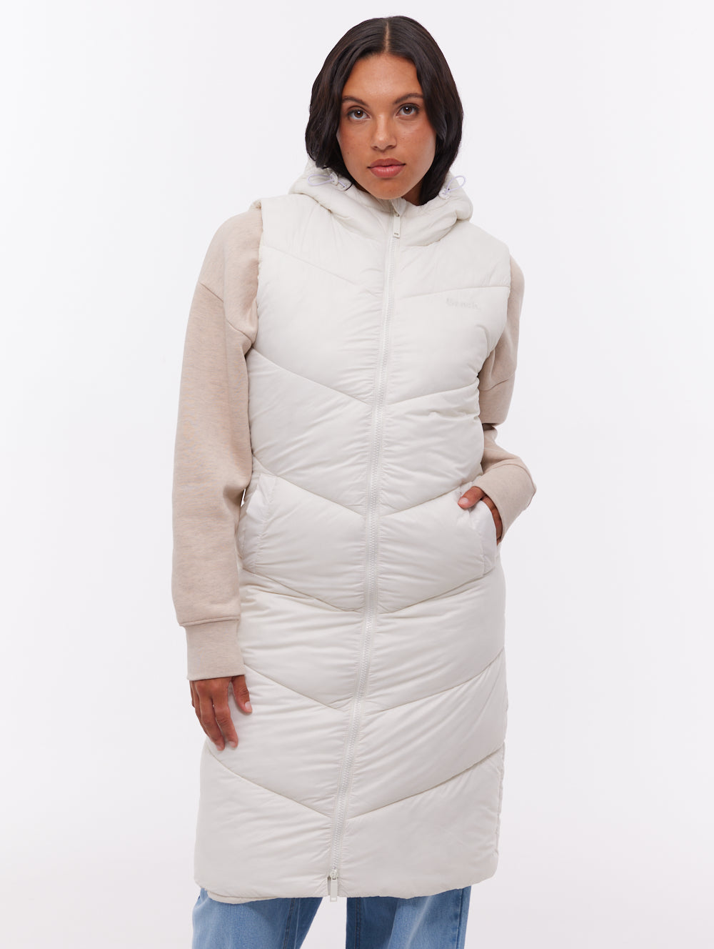 Illy Longline Chevron Puffer Vest - Bench