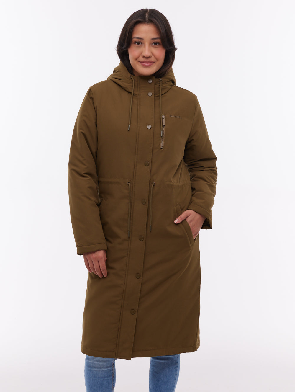 Sari Hooded Midi Parka - Green - Bench
