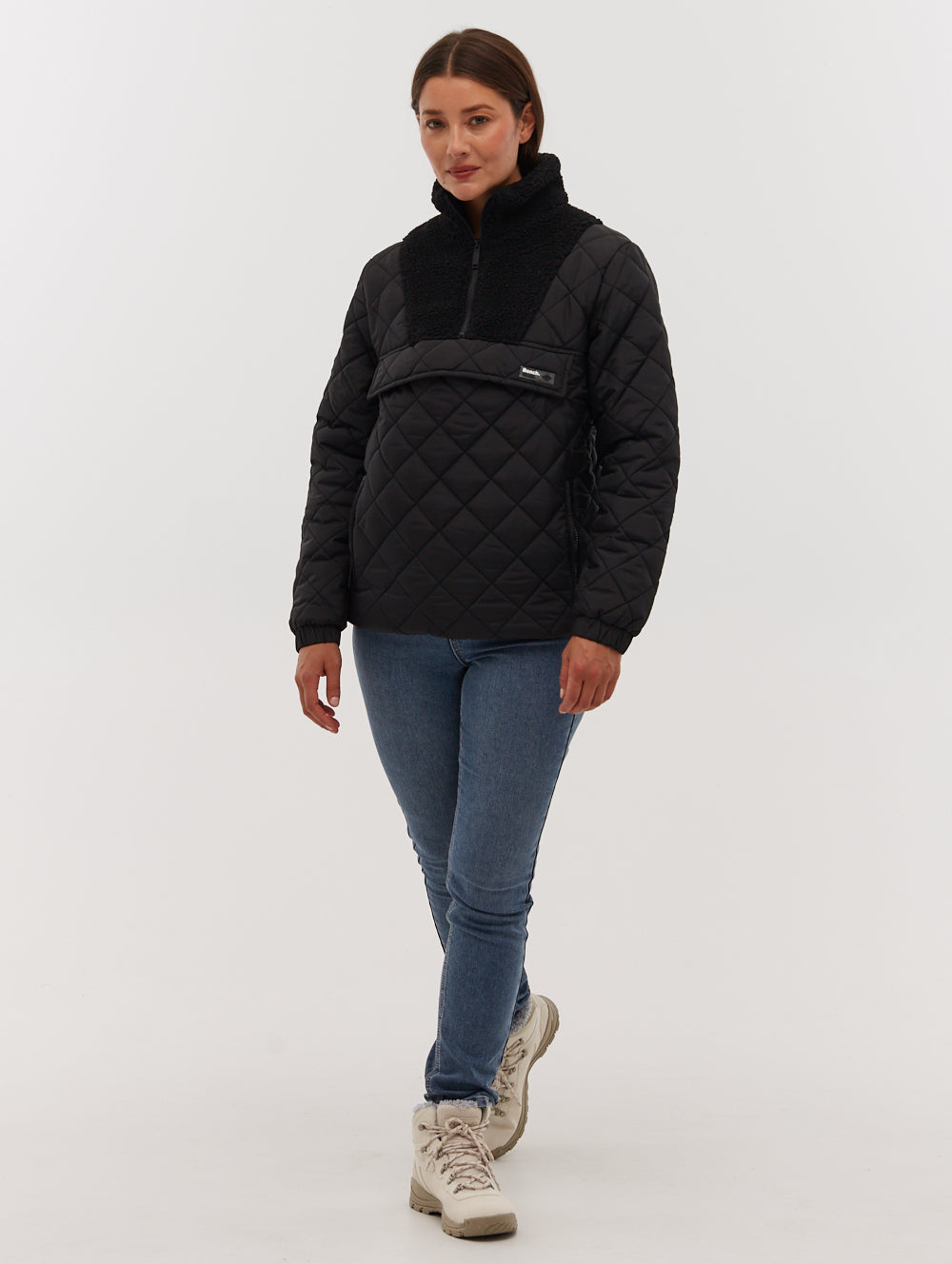 Chel Quarter Zip Quilted Jacket M Black